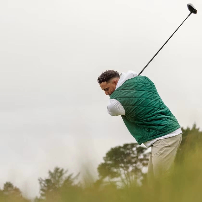 Adidas Go-To Quilted DWR Full Zip Golf Vest - Core Green