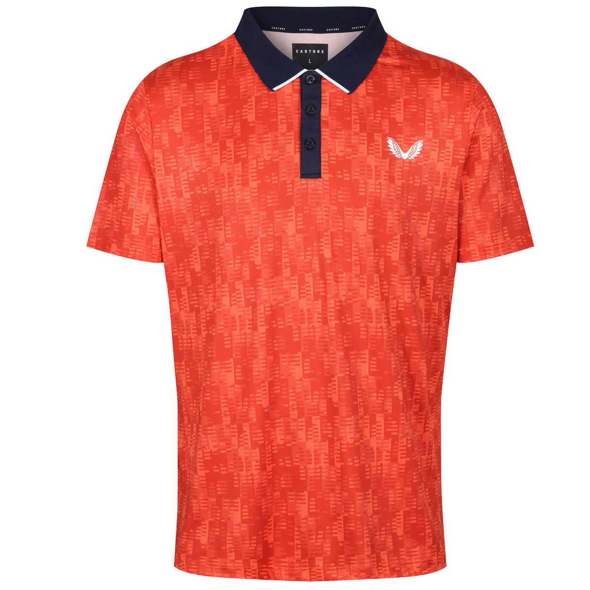 Castore Graphic Golf Polo Shirt - Geo Print - ORANGE