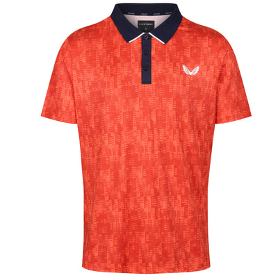 Castore Graphic Golf Polo Shirt - Geo Print - ORANGE