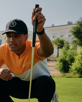 Reflo Tobol Blade Collar Zip Neck Performance Golf Polo Shirt - Tangerine / Bright White