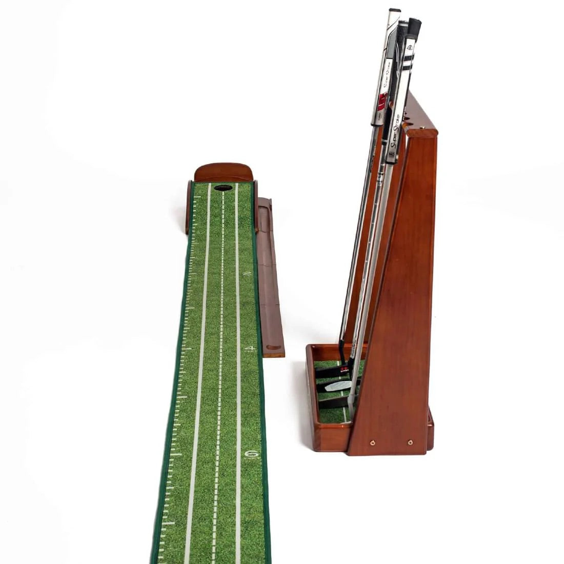 Perfect Practice Golf Luxury Wooden Putter Stand - Holds 6 Putters