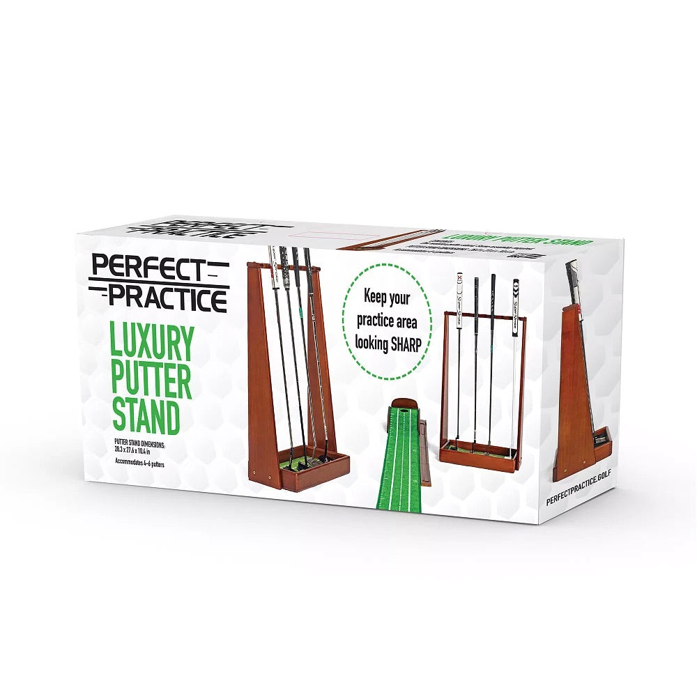 Perfect Practice Golf Luxury Wooden Putter Stand - Holds 6 Putters