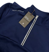 Oscar Jacobson Longton 1/4 Zip Waffle Tech Fleece Pullover - Navy