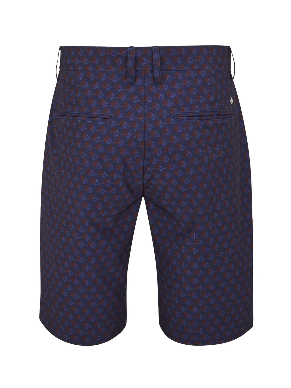Oscar Jacobson Dunbar Pattern Performance Golf Shorts - Navy