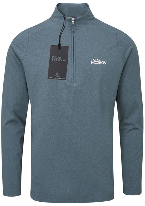 Oscar Jacobson Lawton Tour Marl 1/4 Zip Pullover - China Blue Marl