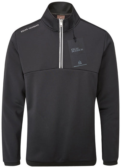 Oscar Jacobson Longton 1/4 Zip Waffle Tech Fleece Pullover - Black