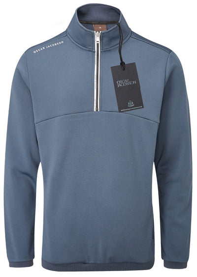 Oscar Jacobson Longton 1/4 Zip Waffle Tech Fleece Pullover - China Blue