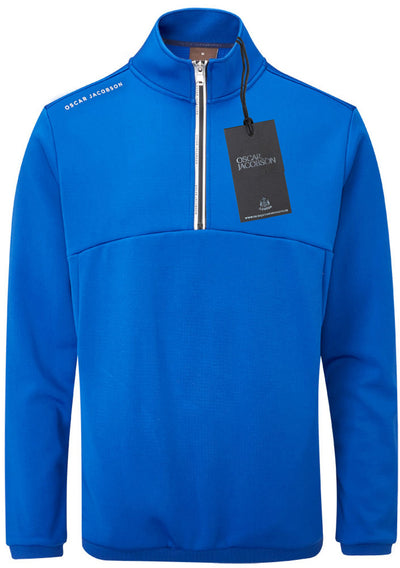 Oscar Jacobson Longton 1/4 Zip Waffle Tech Fleece Pullover - Electric Blue