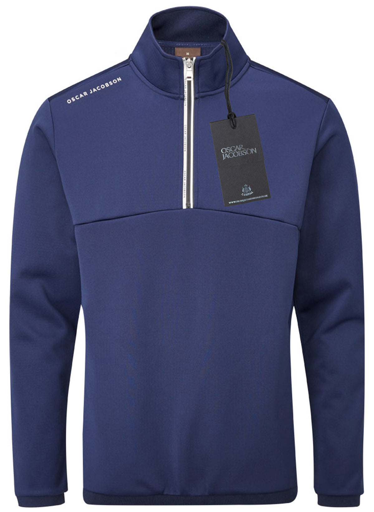 Oscar Jacobson Longton 1/4 Zip Waffle Tech Fleece Pullover - Navy
