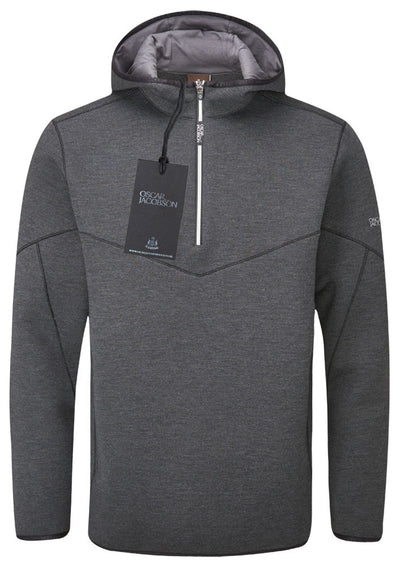 Oscar Jacobson Dayne 1/4 Zip Pullover Golf Hoodie - Black Marl