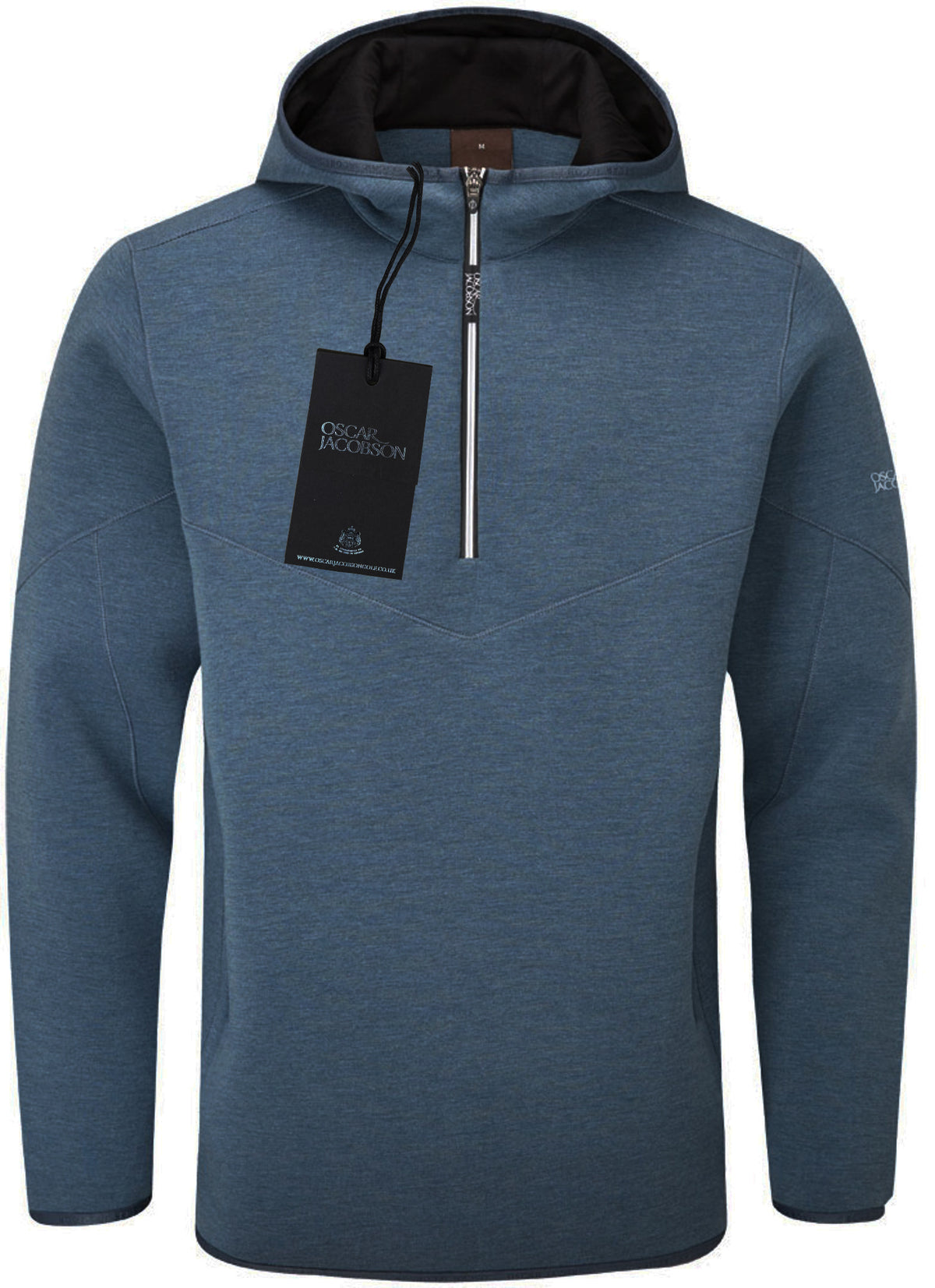 Oscar Jacobson Dayne 1/4 Zip Pullover Golf Hoodie - China Blue Marl