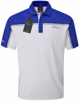 Oscar Jacobson Gilman Tour Colour Block Golf Polo Shirt - Electric Blue / White