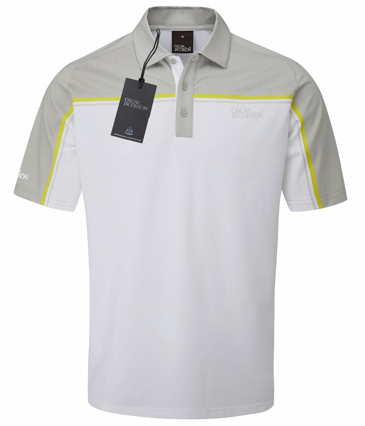 Oscar Jacobson Gilman Tour Colour Block Golf Polo Shirt - Lunar Grey / White