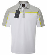 Oscar Jacobson Gilman Tour Colour Block Golf Polo Shirt - Lunar Grey / White