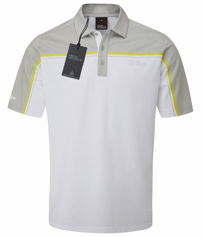 Oscar Jacobson Gilman Tour Colour Block Golf Polo Shirt - Lunar Grey / White