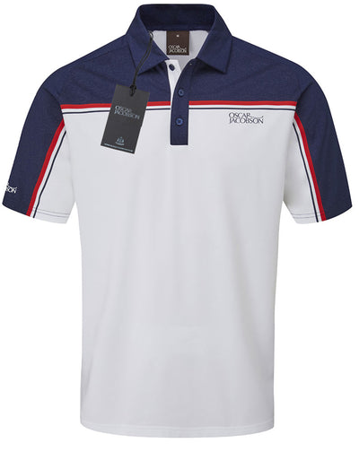 Oscar Jacobson Gilman Tour Colour Block Golf Polo Shirt - Navy / White