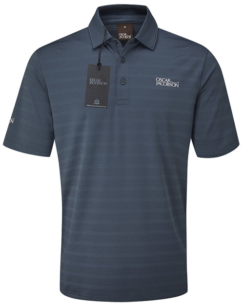 Oscar Jacobson Macdonell Tour Texture Stripe Golf Polo Shirt - China Blue
