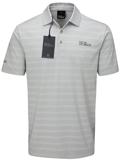 Oscar Jacobson Macdonell Tour Texture Stripe Golf Polo Shirt - Lunar Grey