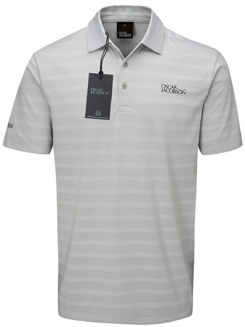 Oscar Jacobson Macdonell Tour Texture Stripe Golf Polo Shirt - Lunar Grey