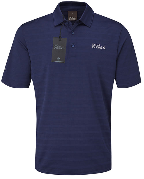Oscar Jacobson Macdonell Tour Texture Stripe Golf Polo Shirt - Navy