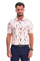 Reflo Caddo Graphic Print Golf Polo Shirt - Peach