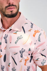 Reflo Caddo Graphic Print Golf Polo Shirt - Peach