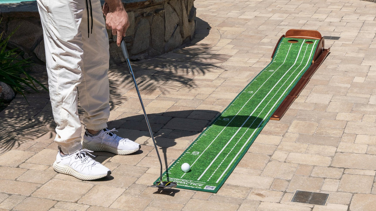 Perfect Practice Golf Putting Mat - Standard Edition + Putter Stand Bundle -  As Used By Dustin Johnson