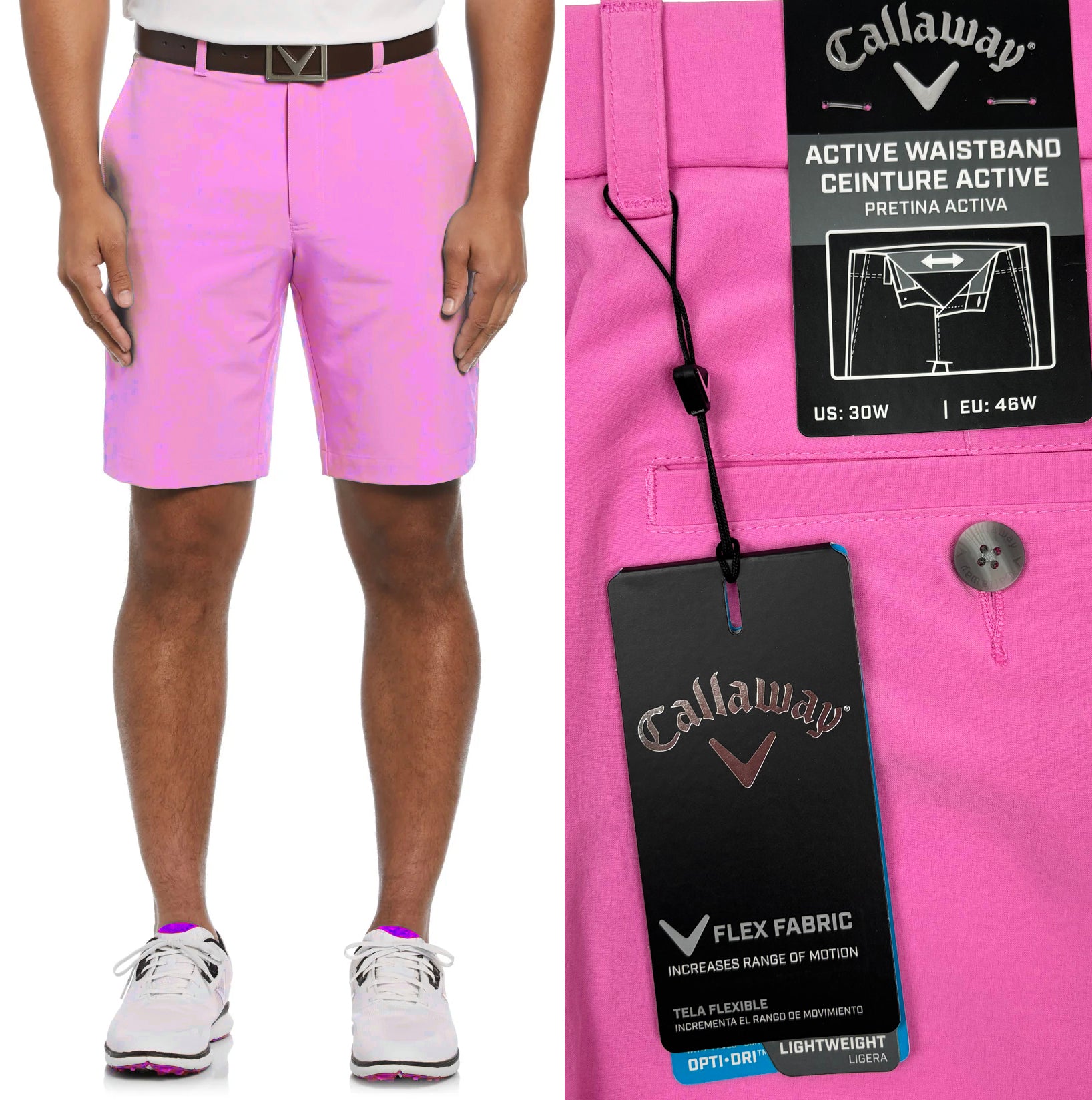 Callaway Chev II Performance Golf Shorts Pink Sunset Glyde Golf