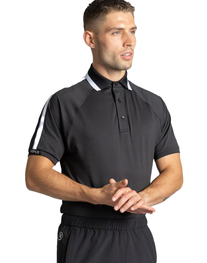 Reflo Corinth Textured Golf Polo Shirt - Black