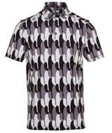 Reflo Spikey Graphic Cactus Print Golf Polo Shirt - Black /Grey