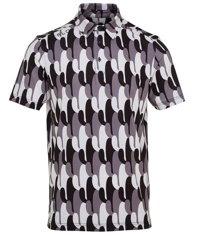 Reflo Spikey Graphic Cactus Print Golf Polo Shirt - Black /Grey