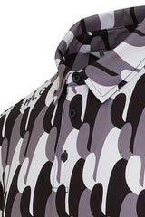 Reflo Spikey Graphic Cactus Print Golf Polo Shirt - Black /Grey