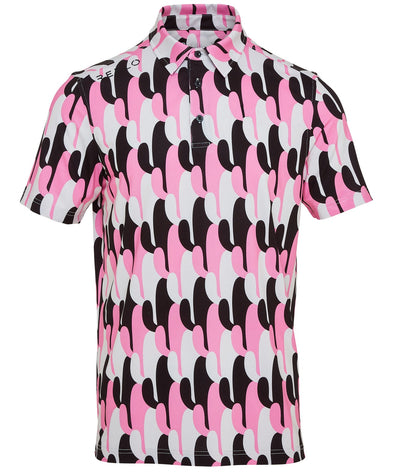 Reflo Spikey Graphic Cactus Print Golf Polo Shirt - Pink / Grey