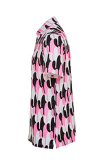Reflo Spikey Graphic Cactus Print Golf Polo Shirt - Pink / Grey