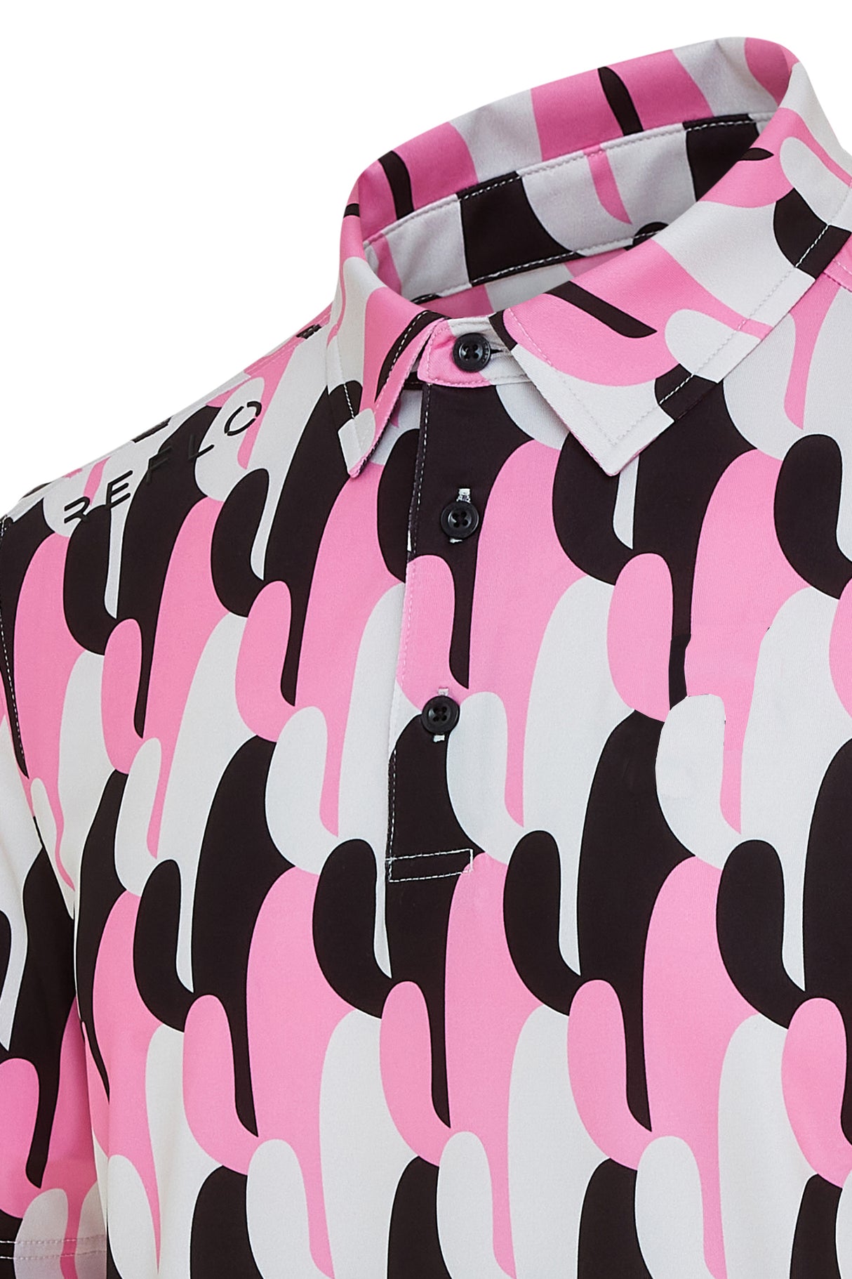 Reflo Spikey Graphic Cactus Print Golf Polo Shirt - Pink / Grey