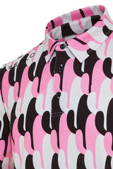 Reflo Spikey Graphic Cactus Print Golf Polo Shirt - Pink / Grey