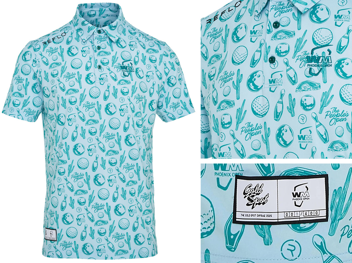 Reflo Strike Graphic LTD Edition Print Golf Polo Shirt - Green / Blue