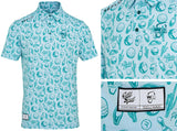 Reflo Strike Graphic LTD Edition Print Golf Polo Shirt - Green / Blue