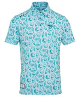 Reflo Strike Graphic LTD Edition Print Golf Polo Shirt - Green / Blue