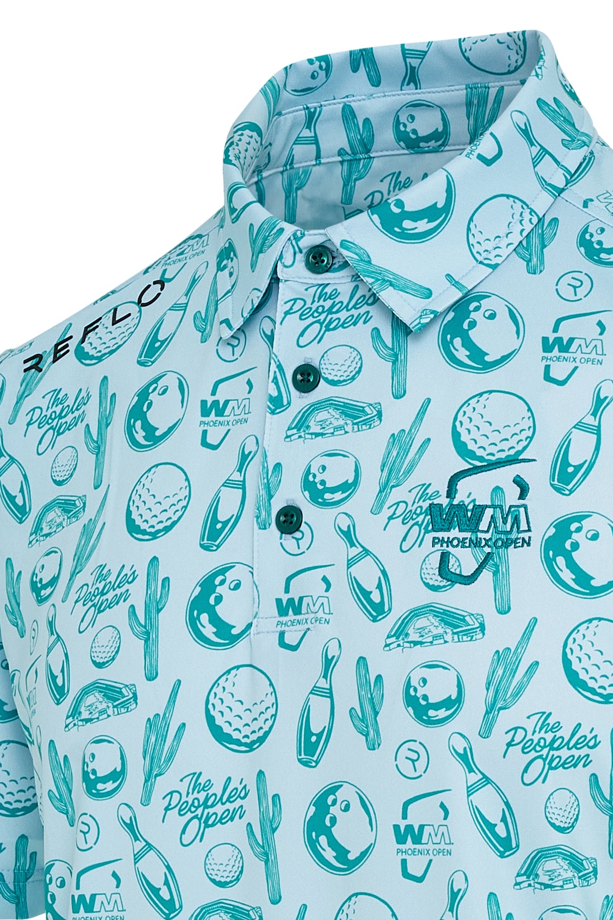 Reflo Strike Graphic LTD Edition Print Golf Polo Shirt - Green / Blue