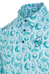 Reflo Strike Graphic LTD Edition Print Golf Polo Shirt - Green / Blue
