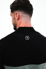 Reflo Tobol Blade Collar Zip Neck Performance Golf Polo Shirt - Caviar / Dark Forest