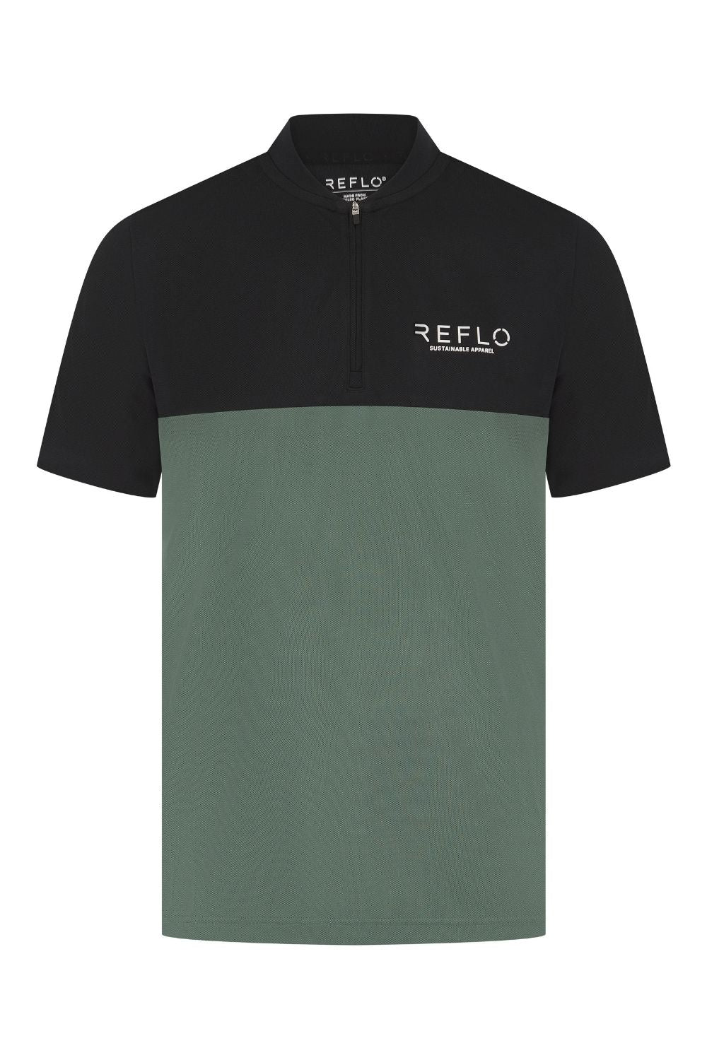 Reflo Tobol Blade Collar Zip Neck Performance Golf Polo Shirt - Caviar / Dark Forest