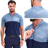 Reflo Tobol Blade Collar Zip Neck Performance Golf Polo Shirt - Coronet Blue / Medieval Blue