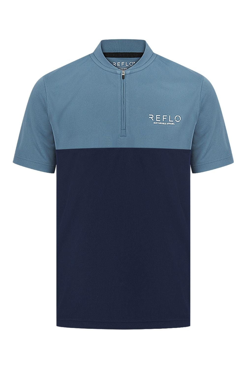 Reflo Tobol Blade Collar Zip Neck Performance Golf Polo Shirt - Coronet Blue / Medieval Blue