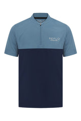 Reflo Tobol Blade Collar Zip Neck Performance Golf Polo Shirt - Coronet Blue / Medieval Blue