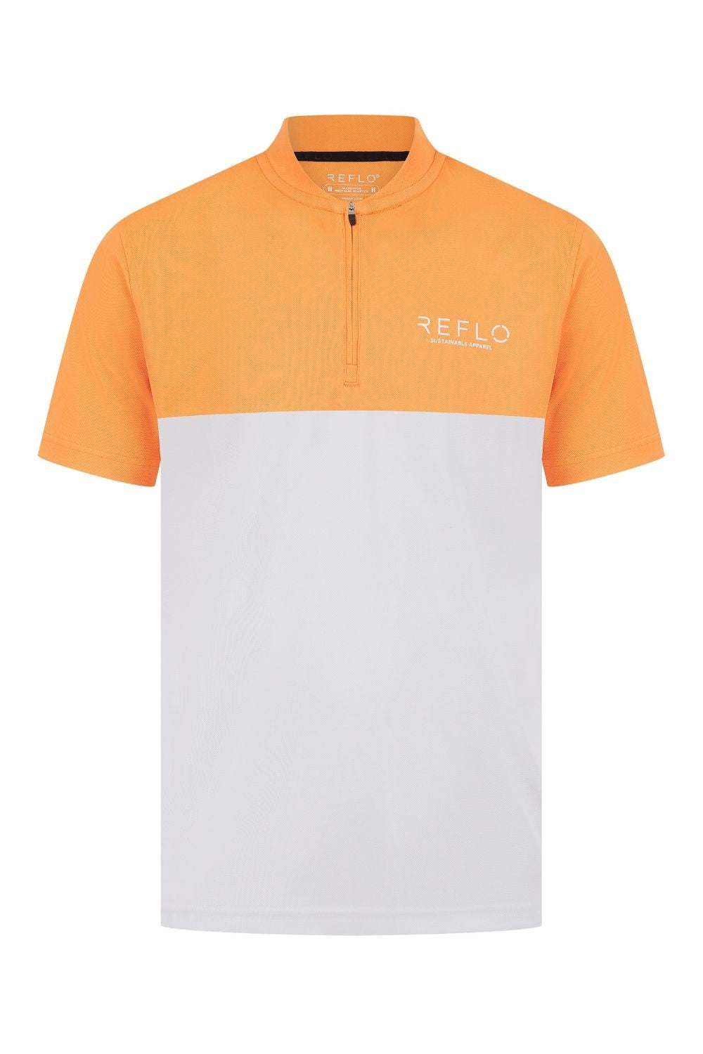 Reflo Tobol Blade Collar Zip Neck Performance Golf Polo Shirt - Tangerine / Bright White