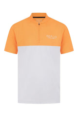 Reflo Tobol Blade Collar Zip Neck Performance Golf Polo Shirt - Tangerine / Bright White