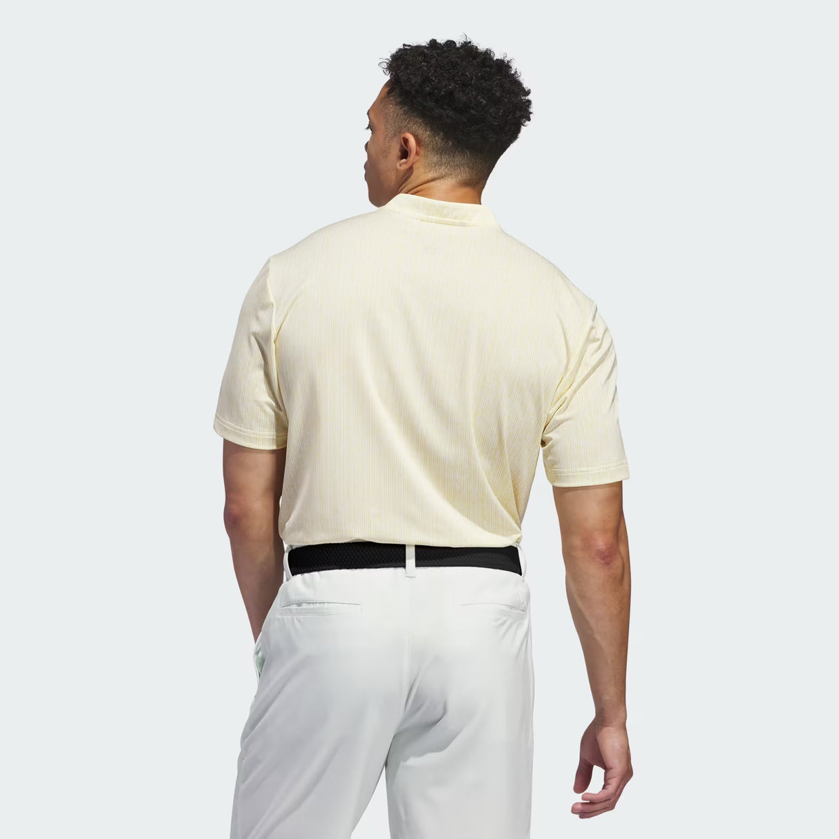Adidas Blade Neck Sport Stripe Golf Polo Shirt - Yellow