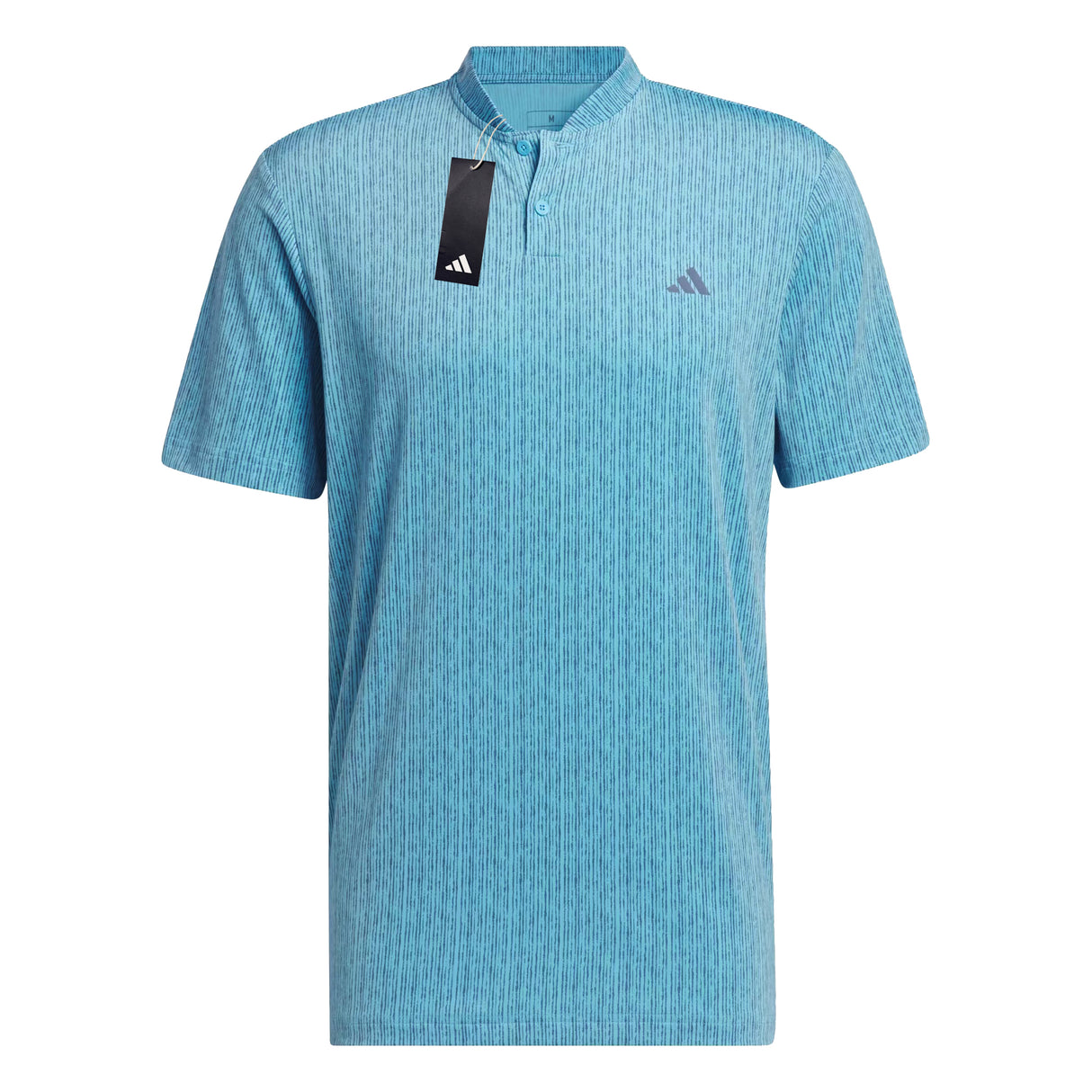 Adidas Blade Neck Sport Stripe Golf Polo Shirt - Blue